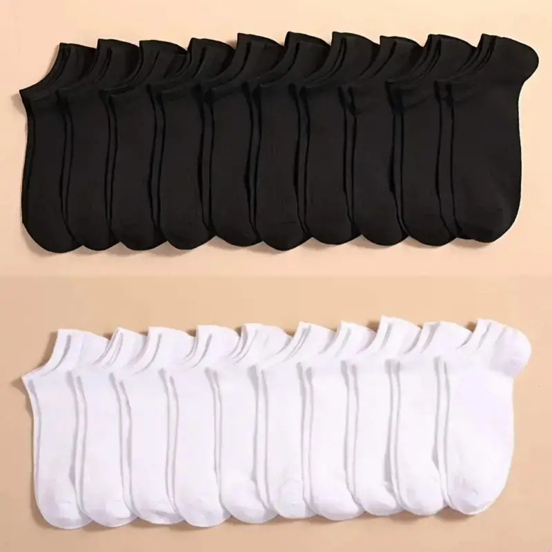 Ankle Sock Low Cut - 10 Paar Schwarze & Weiße Unsichtbare