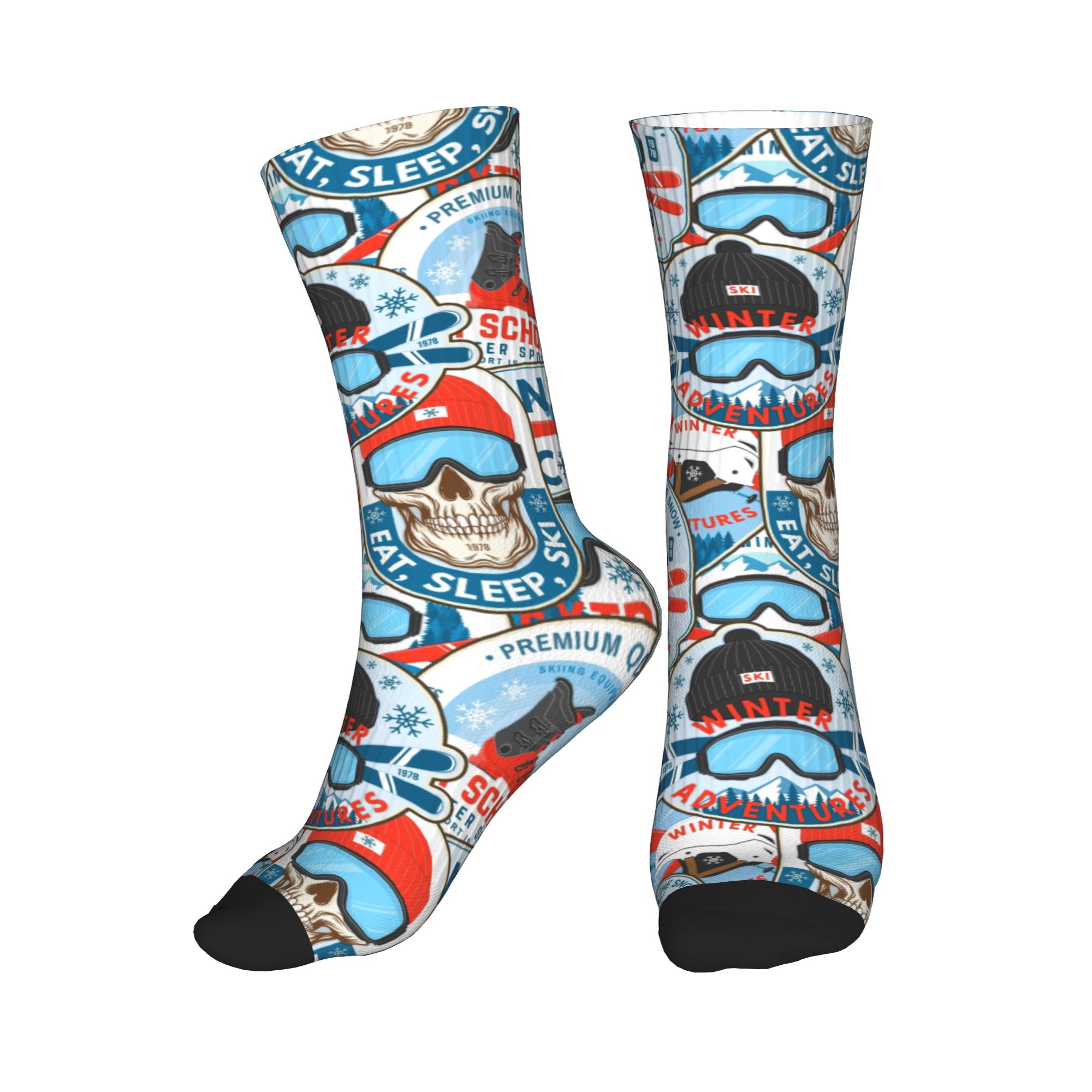 Dress Sock Men - Vintage Red Blue Ski Club Socken