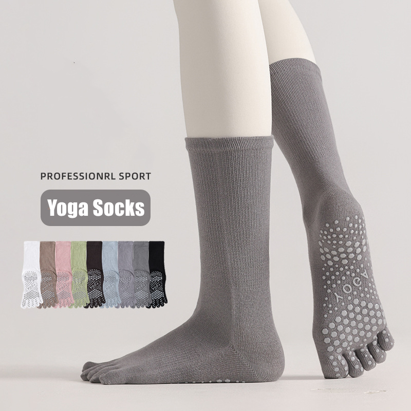 Toe Sock Split - 1 Paar Damen-Yoga-Socken, Bonbonfarben, Baumwolle, Silikon,