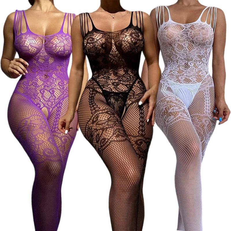 Fishnet Stocking Women - Damen Extravagante Sexy Dessous Transparente Ganzkörper-Strümpfe