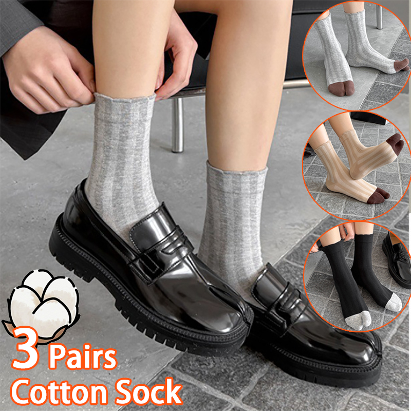 Toe Sock Split - Japanische Split-Toe-Baumwollsocken für Damen, Retro-Streifenmuster in