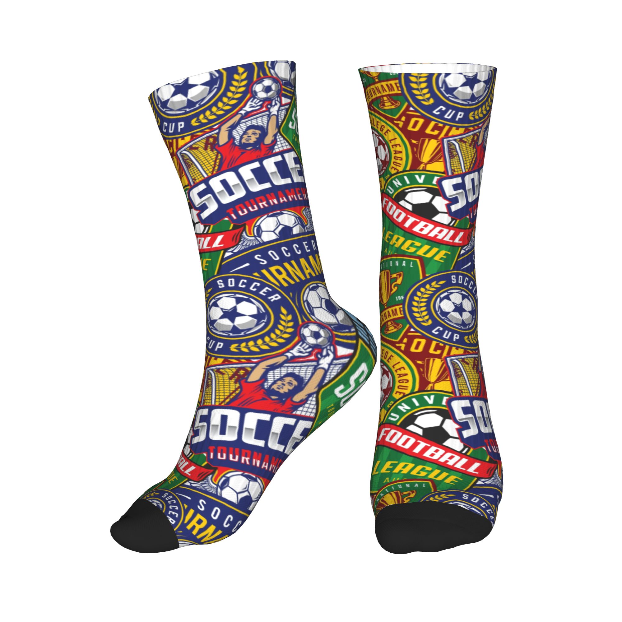 Dress Sock Men - Retro-Fußball-Abzeichen, grün, rot, Sportsocken mit nahtlosem