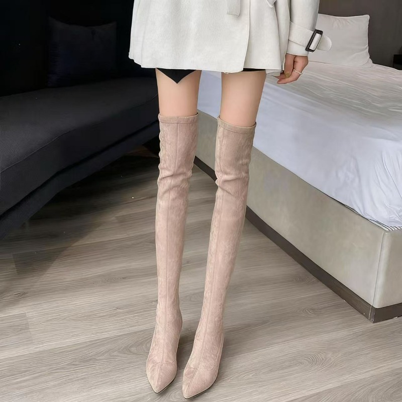 Knee High Sock Women - Sexy Damenstiefel, spitzer Zehenbereich, Overknee-Stiefel, quadratischer