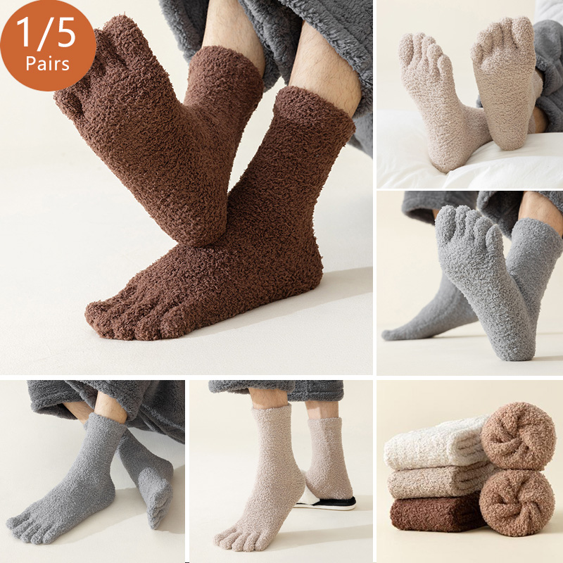 Thermal Sock Winter - 1/5 Paar Herren-Thermo-Zehensocken, Winter, dick, warm
