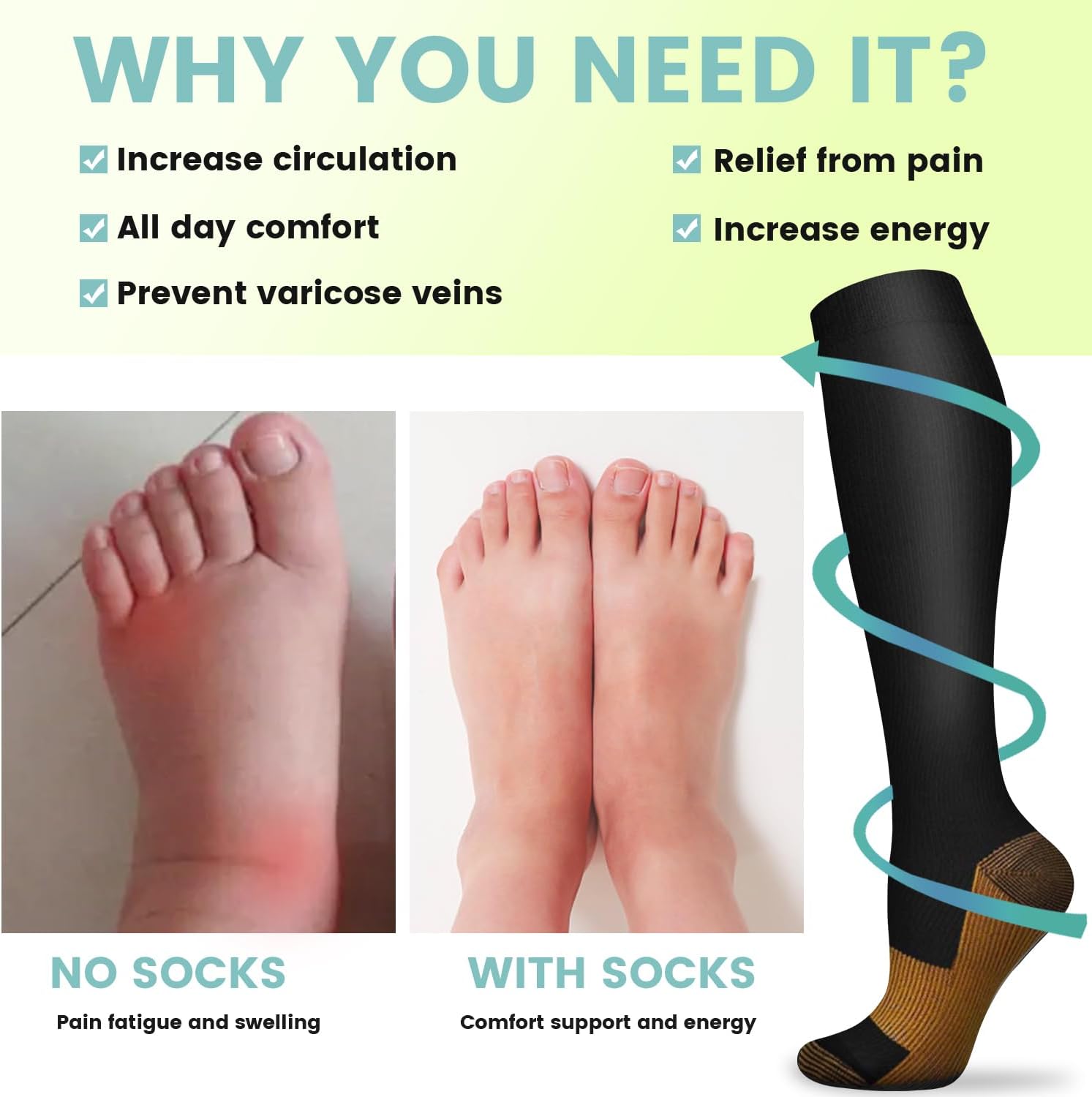 6 Paar einfarbige Kupfer-Kompr – Compression Sock Medical Bewertung und Preis
